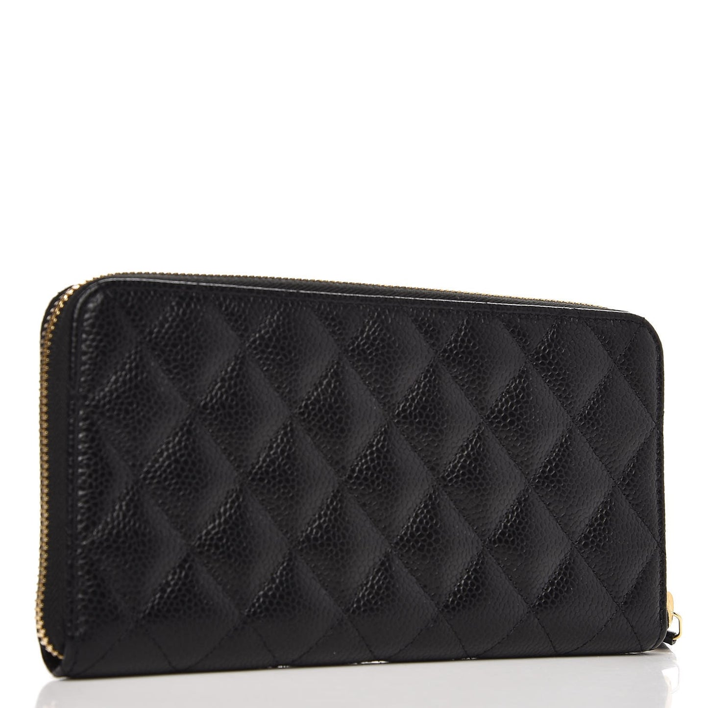Caviar Quilted Large Gusset Zip Around Wallet Black
