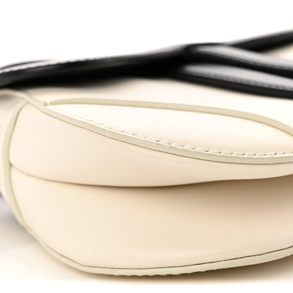 Christian Dior Supple Calfskin Two Tone Mini Saddle Bag With Strap Latte Black 9 of 10