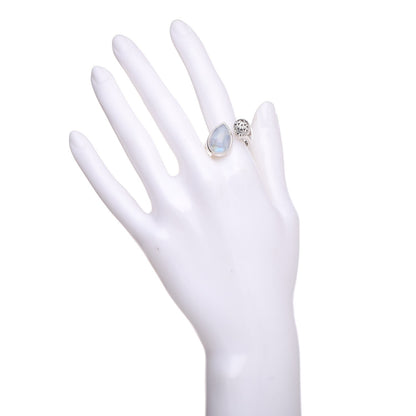 John Hardy Sterling Silver Rainbow Moonstone Droplet Bypass Ring 57 8 2 of 4