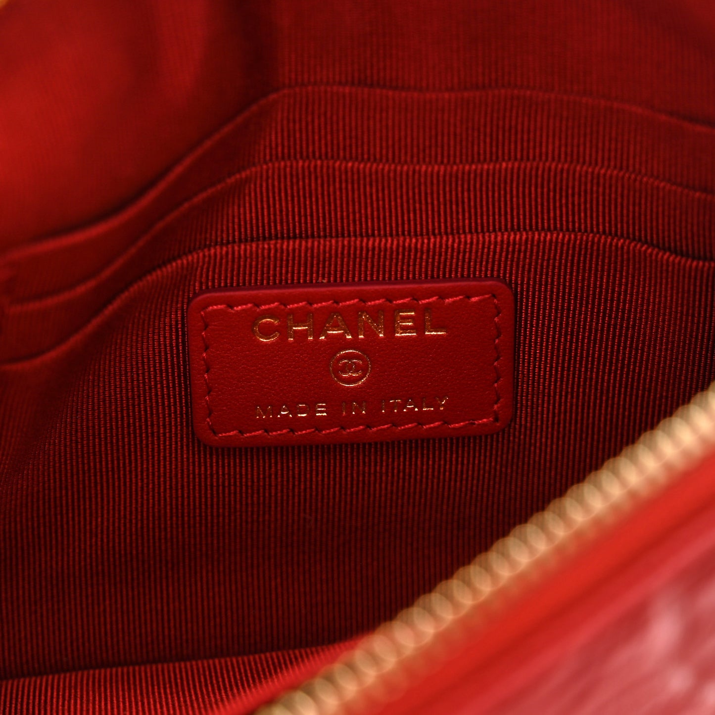 Caviar Camellia Embossed Cosmetic Pouch Red
