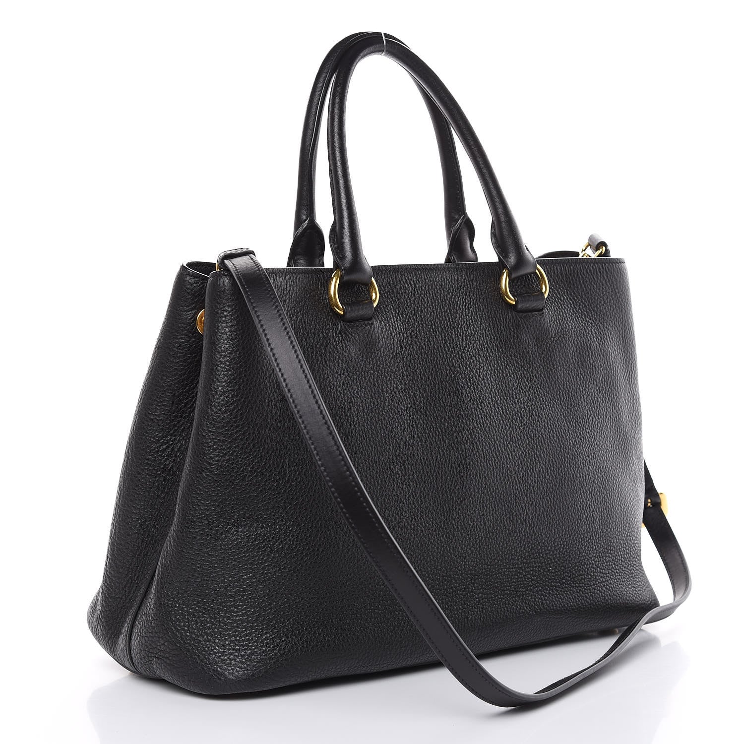 Prada Vitello Daino Top Handle Tote Black 3 of 10