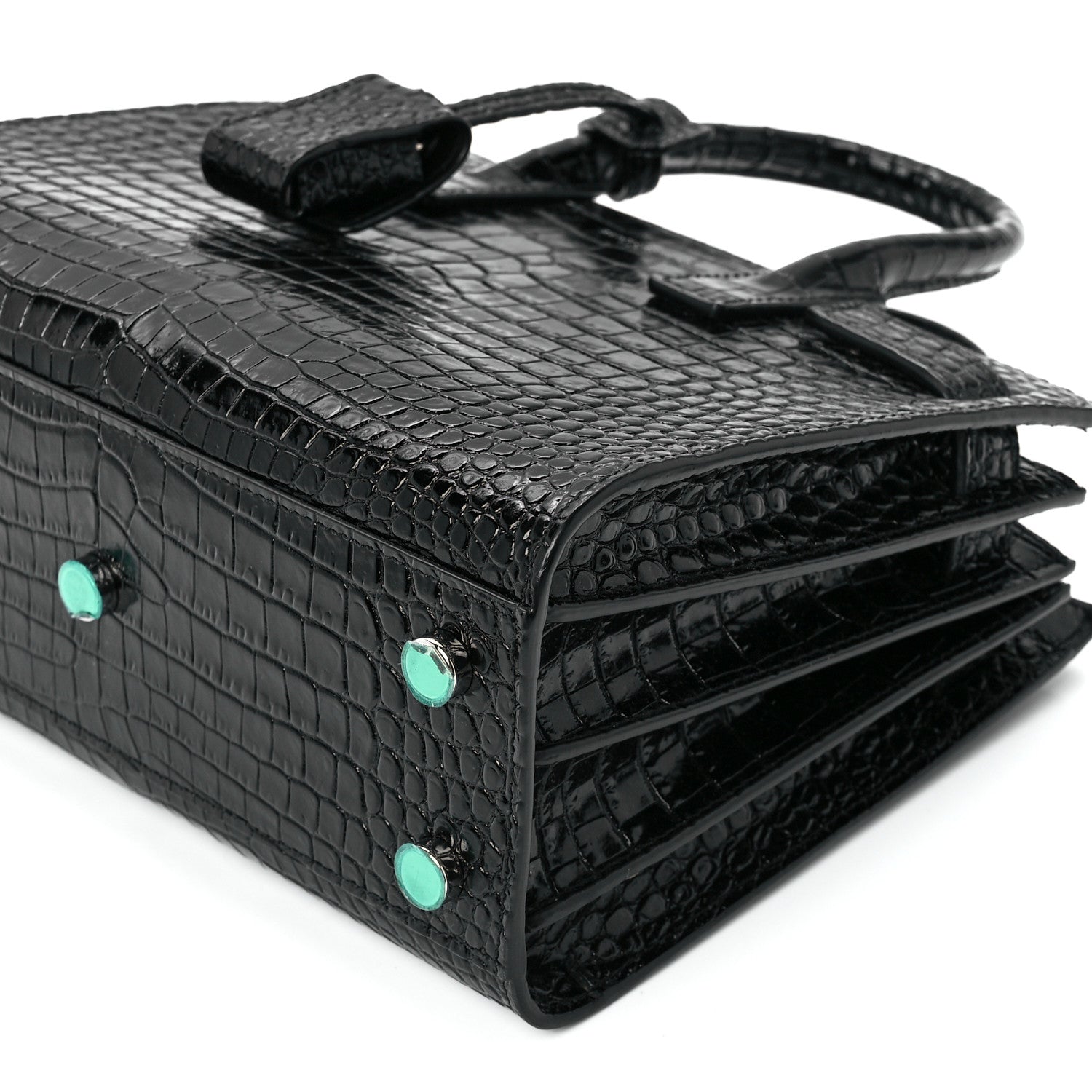 Saint Laurent Calfskin Crocodile Embossed Nano Sac De Jour Black 12 of 12
