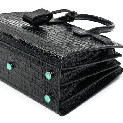 Saint Laurent Calfskin Crocodile Embossed Nano Sac De Jour Black 12 of 12