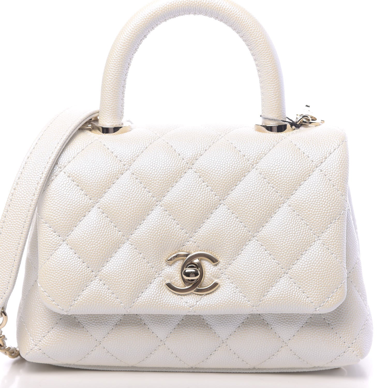Chanel Iridescent Caviar Quilted Extra Mini Coco Handle Flap Ivory 10 of 10