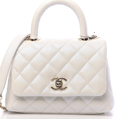 Chanel Iridescent Caviar Quilted Extra Mini Coco Handle Flap Ivory 10 of 10