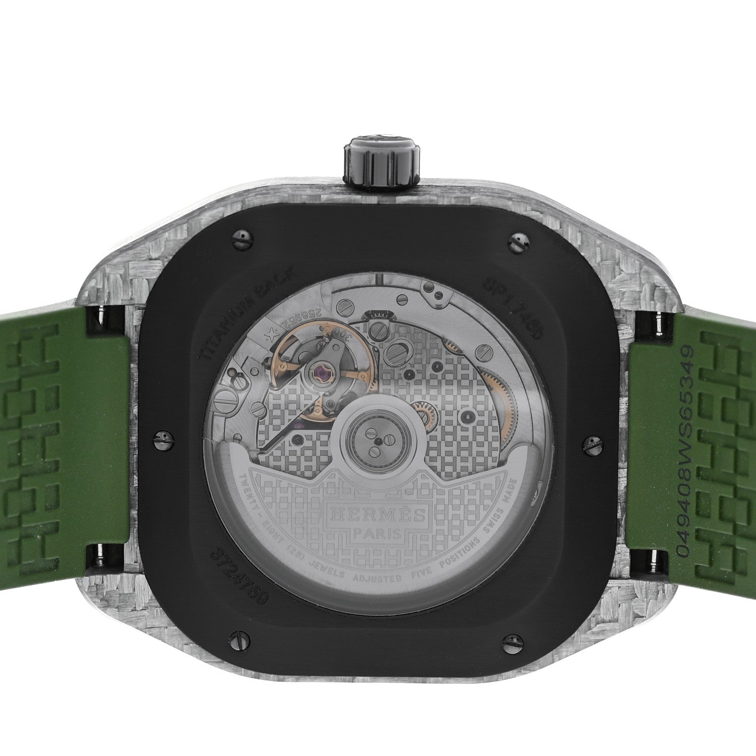 Hermes Glass Fiber Ceramic Rubber 39mm H08 Automatic Watch Vert 4 of 5