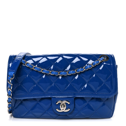 Chanel Patent Quilted Large Coco Shine Flap Blue 1 of 11