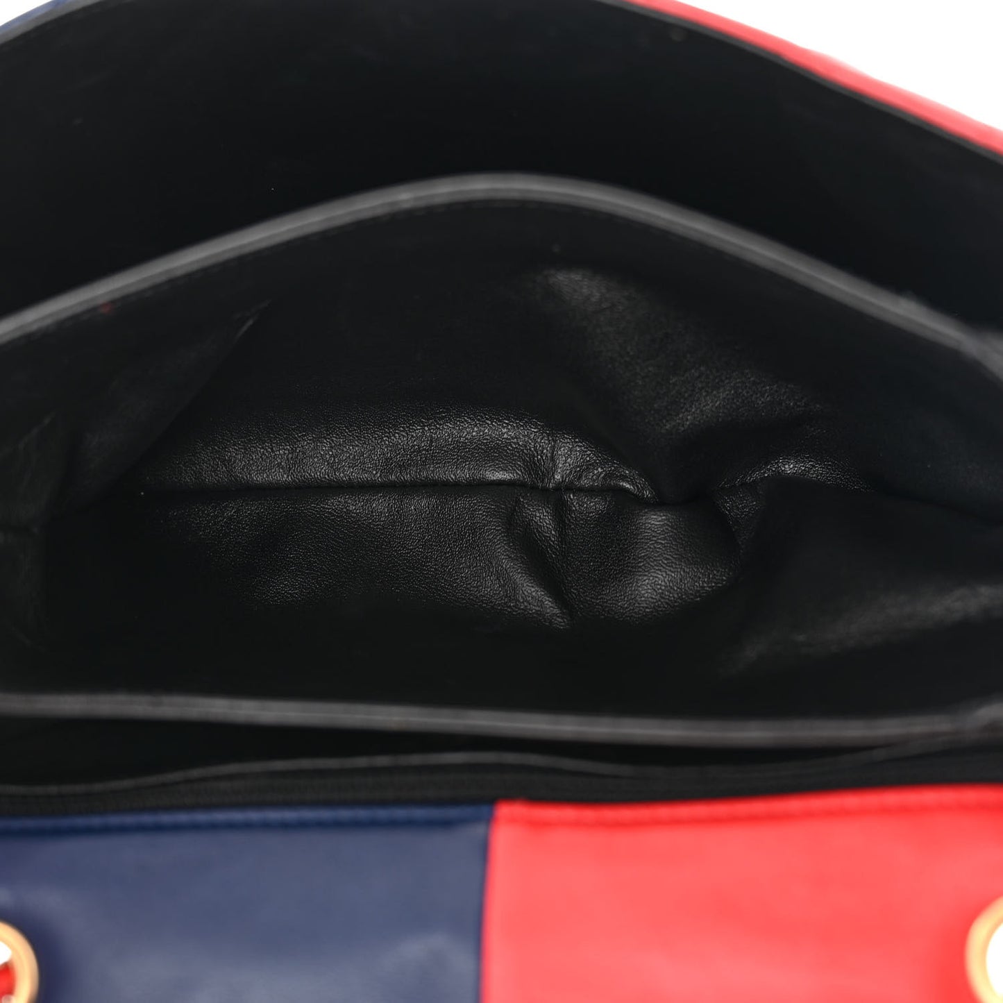 Lambskin Quilted Colorblock Pagoda Flap Black White Red Navy