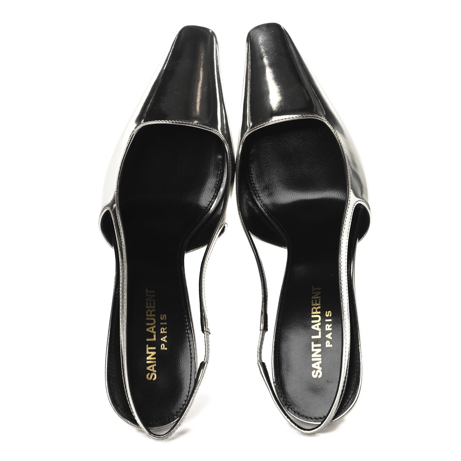 Saint Laurent Patent Tom 90 Dream Slingback Pumps 38.5 Argento 2 of 10