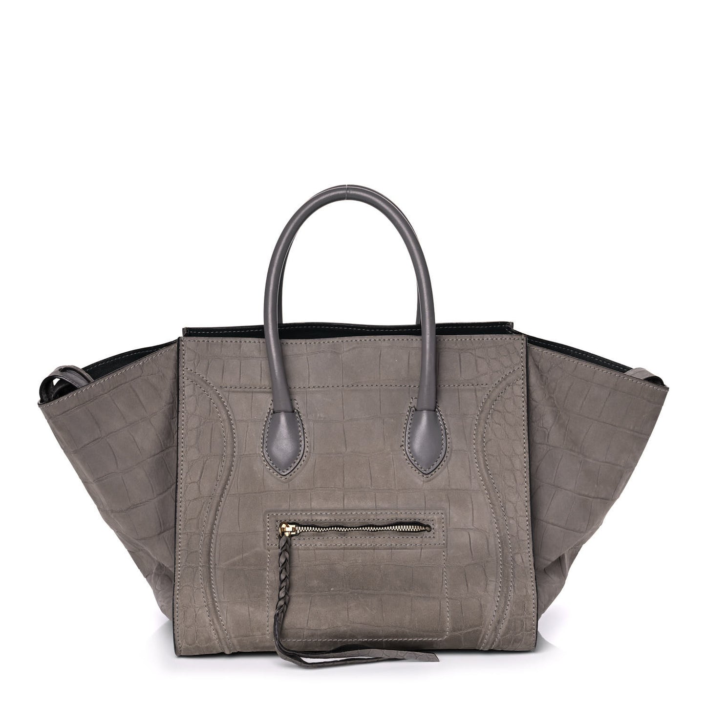 Crocodile Embossed Nubuck Medium Phantom Luggage Grey