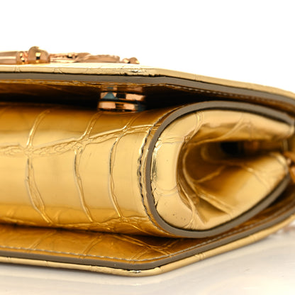 Dolce & Gabbana Metallic Calfskin Crocodile Embossed DG Girls Shoulder Bag Gold 9 of 10