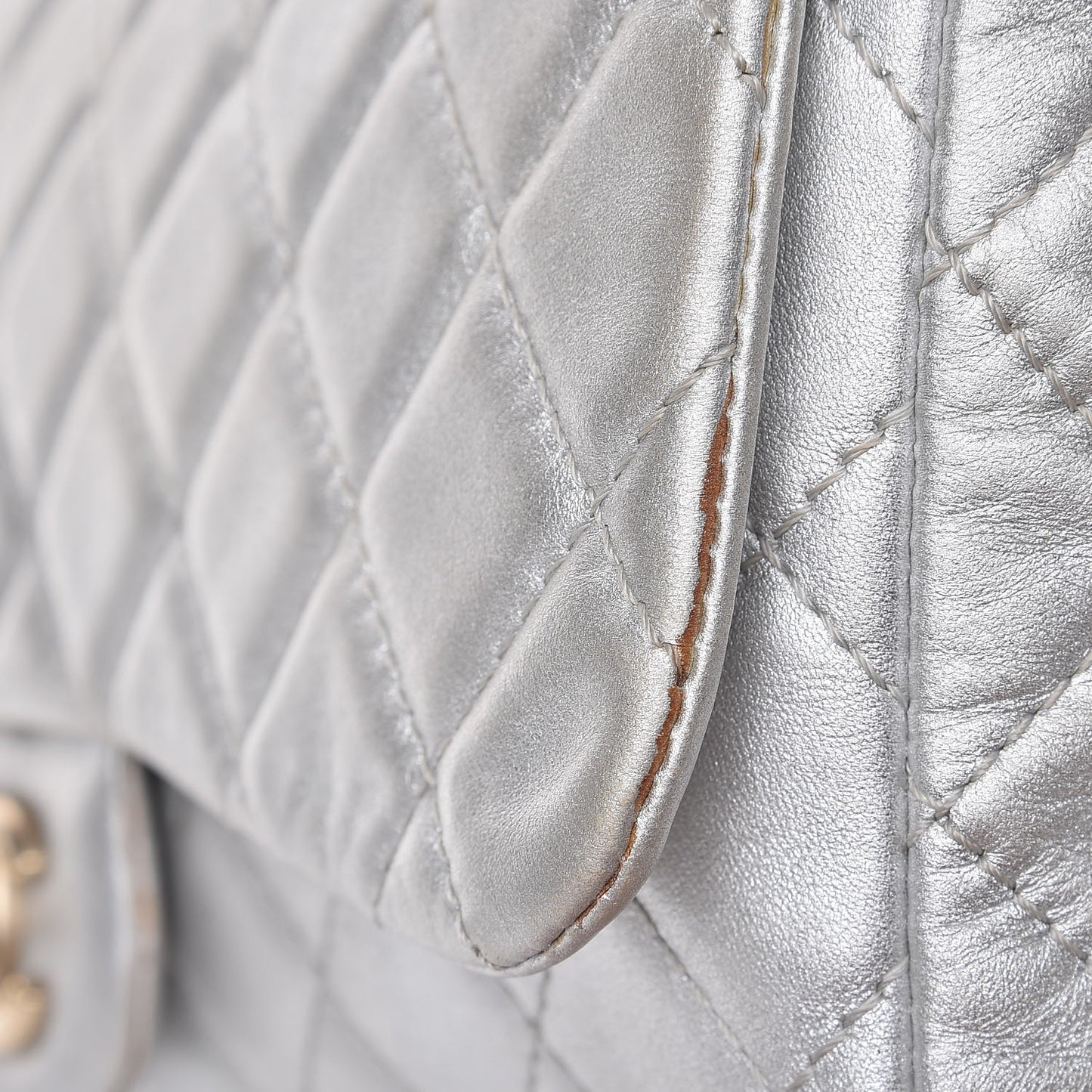 Metallic Lambskin Quilted Jumbo Single Flap Silver