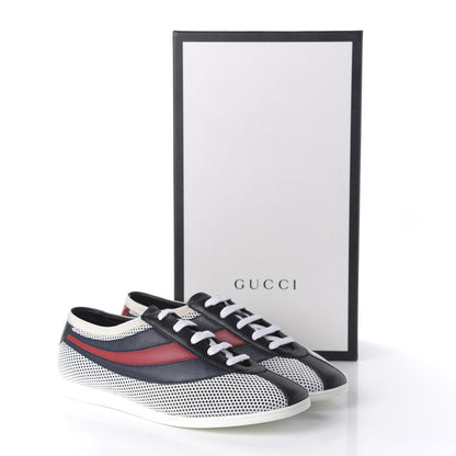 Gucci Calfskin Mesh Mens Falacer Sneakers 8 White Blue Red 9 of 9
