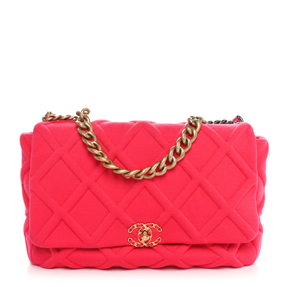 Chanel Jersey Lambskin Quilted Maxi Chanel 19 Flap Dark Pink 1 of 10