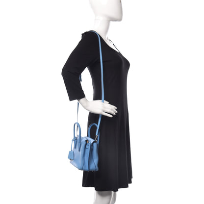 MCM Grained Calfskin Mini Milla Tote Mediterranean Blue 2 of 13