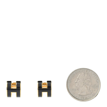 Hermes Gold Lacquered Pop H Earrings Black 2 of 6