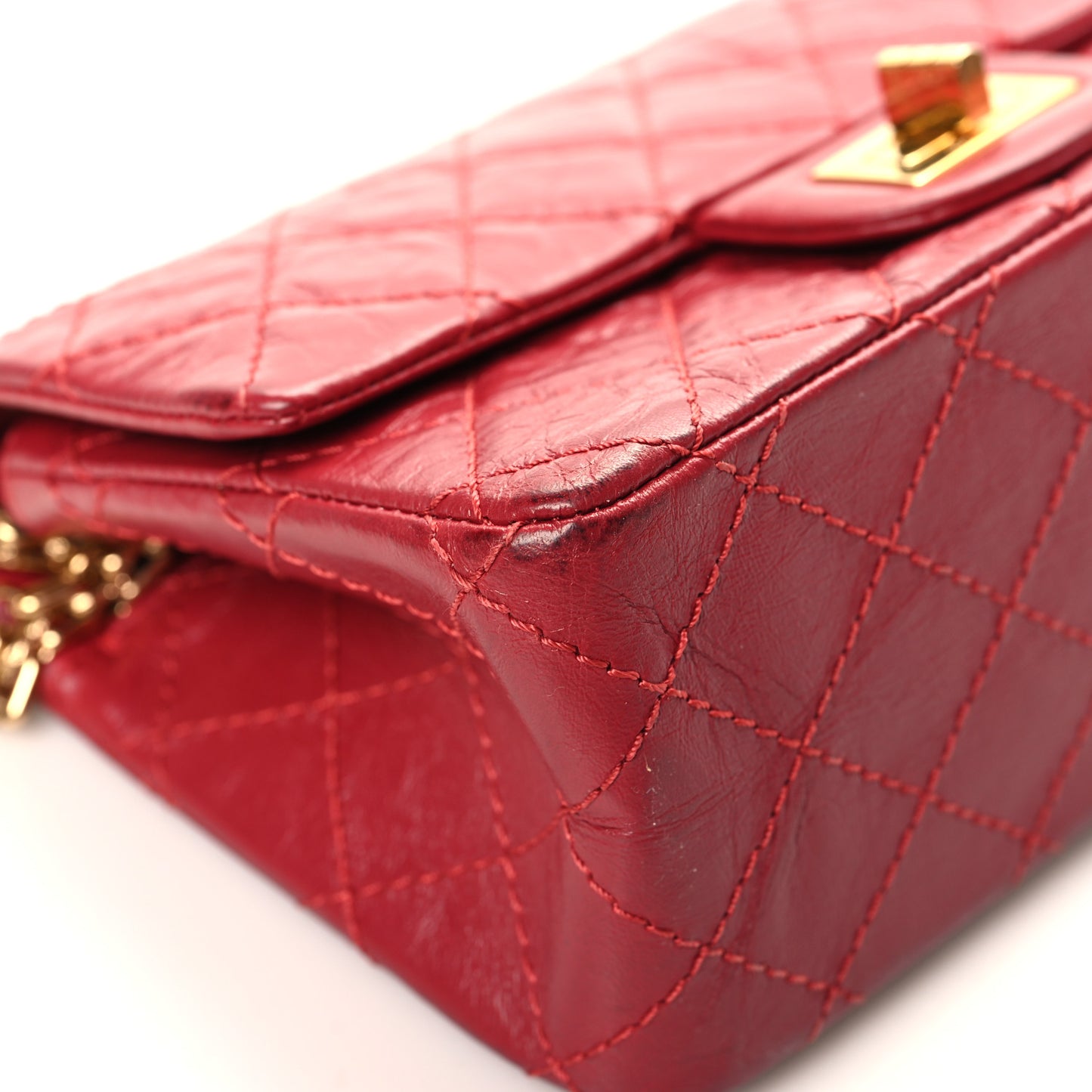 Aged Calfskin Quilted 2.55 Reissue Mini Flap Red