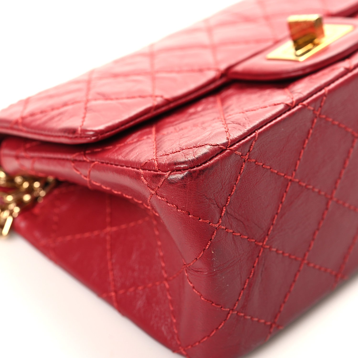 Chanel Aged Calfskin Quilted 2.55 Reissue Mini Flap Red 9 of 13