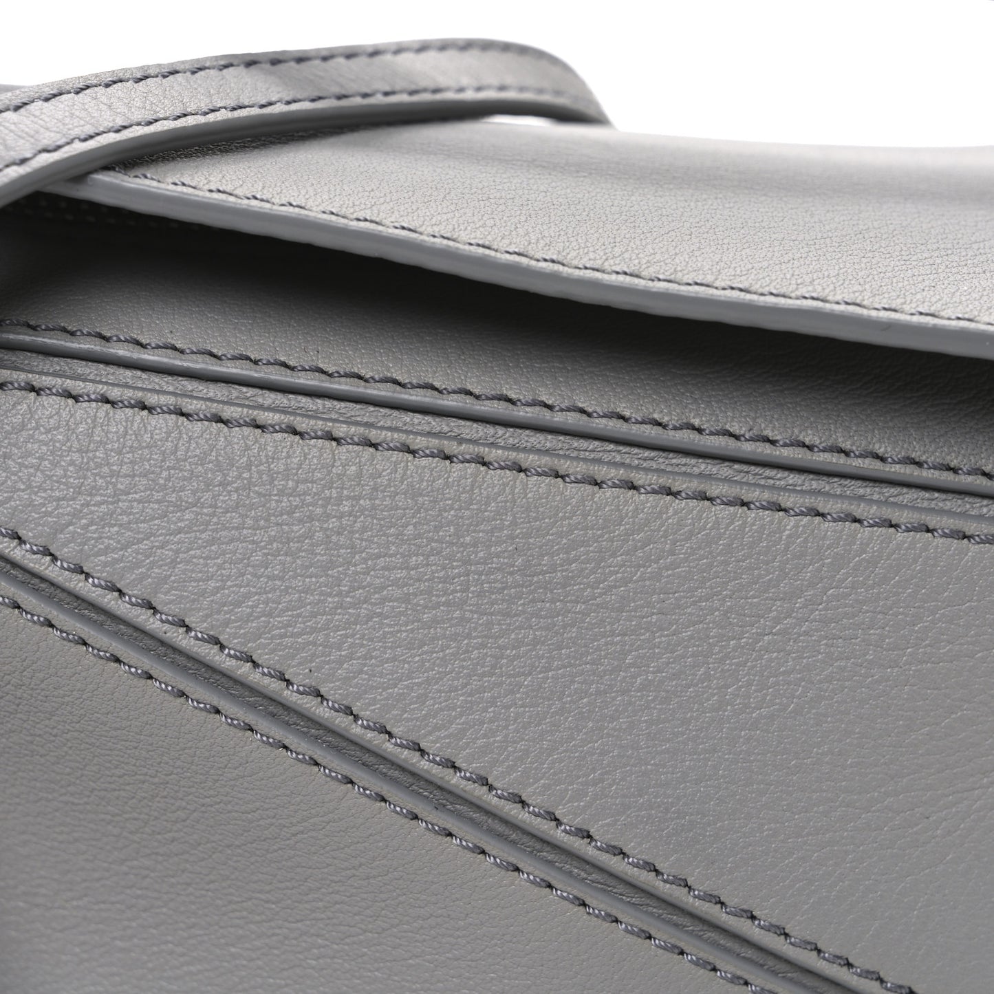 Soft Grained Calfskin Mini Puzzle Bag Pearl Grey