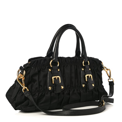 Prada Tessuto Nylon Nappa Gaufre Shopping Satchel Black 2 of 8