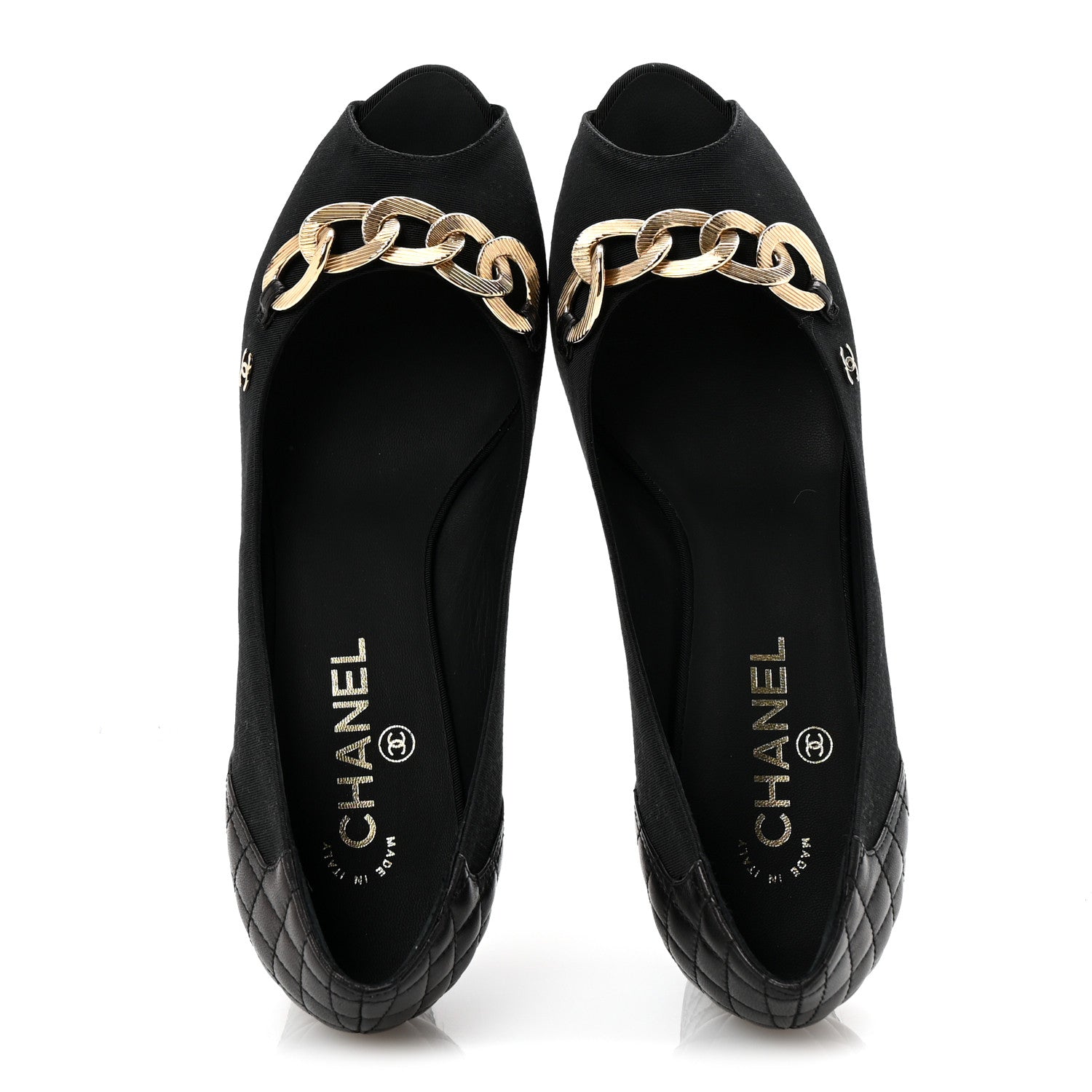 Chanel Nylon Lambskin Quilted Chain CC Pumps 40 Black 2 of 10