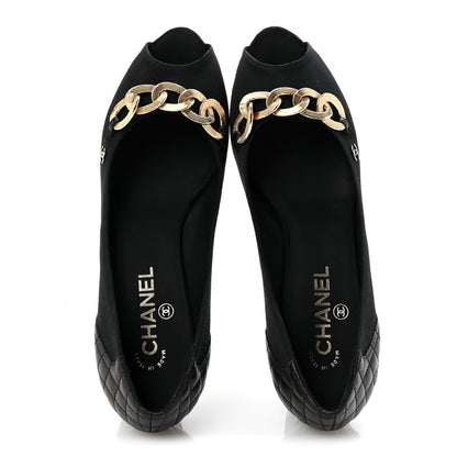 Chanel Nylon Lambskin Quilted Chain CC Pumps 40 Black 2 of 10