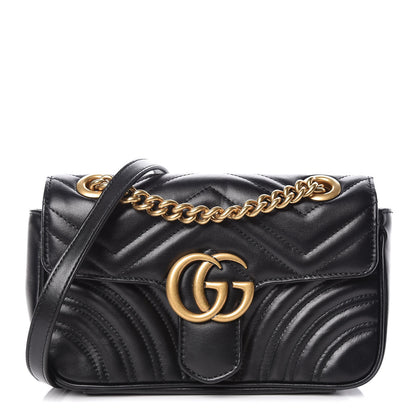 Gucci Calfskin Matelasse Mini GG Marmont Shoulder Bag Black 1 of 9