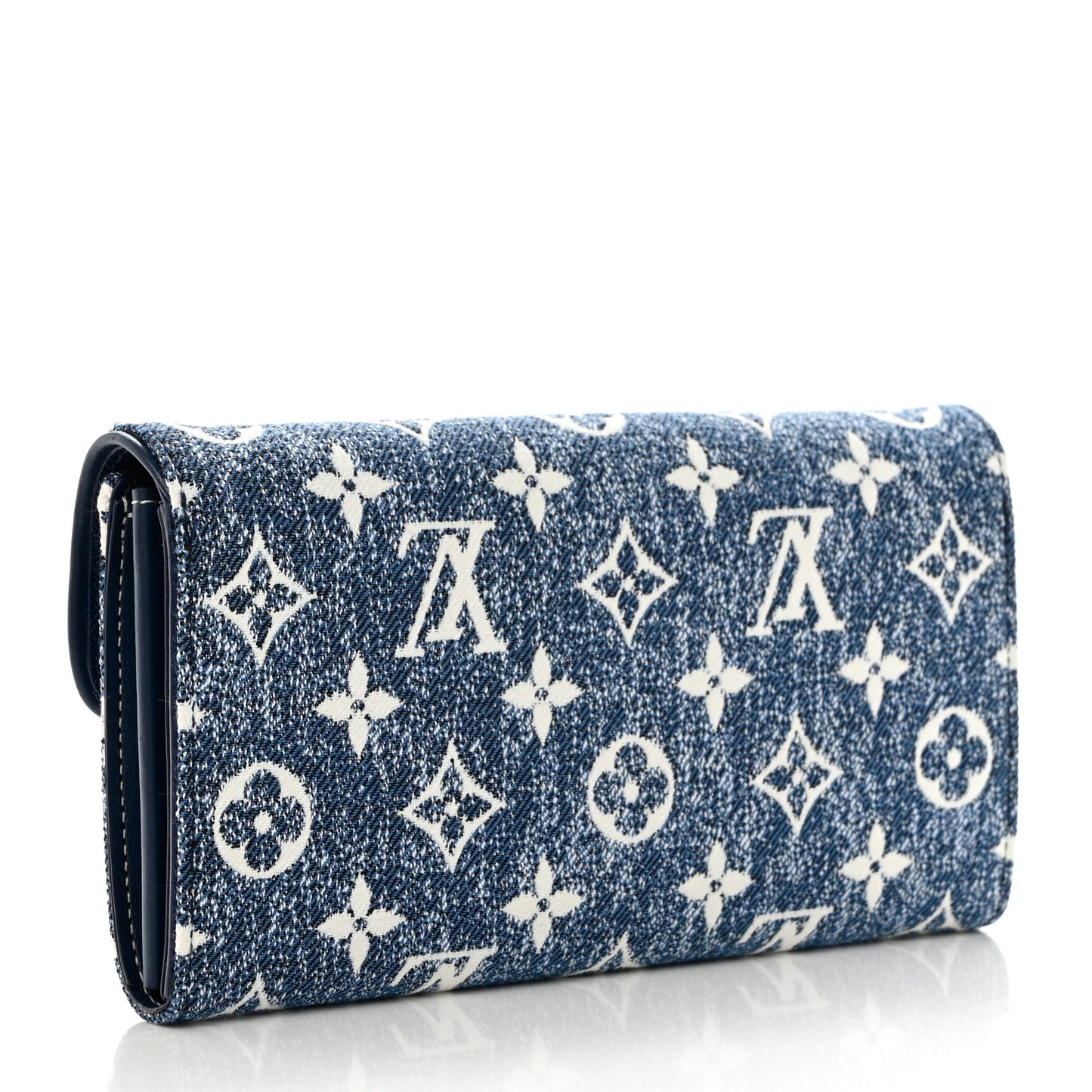 Monogram Jacquard Denim Sarah Wallet Bleu