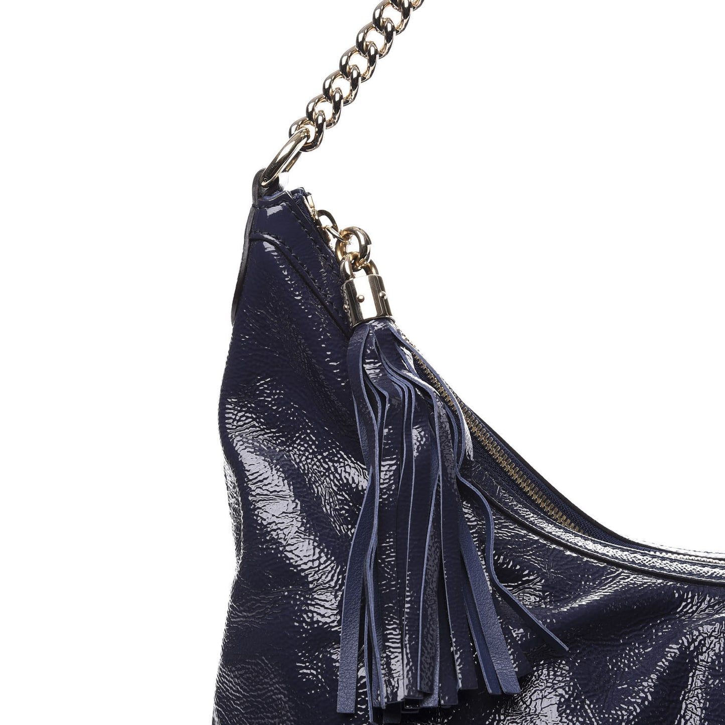 Patent Medium Soho Chain Hobo Uniform Blue