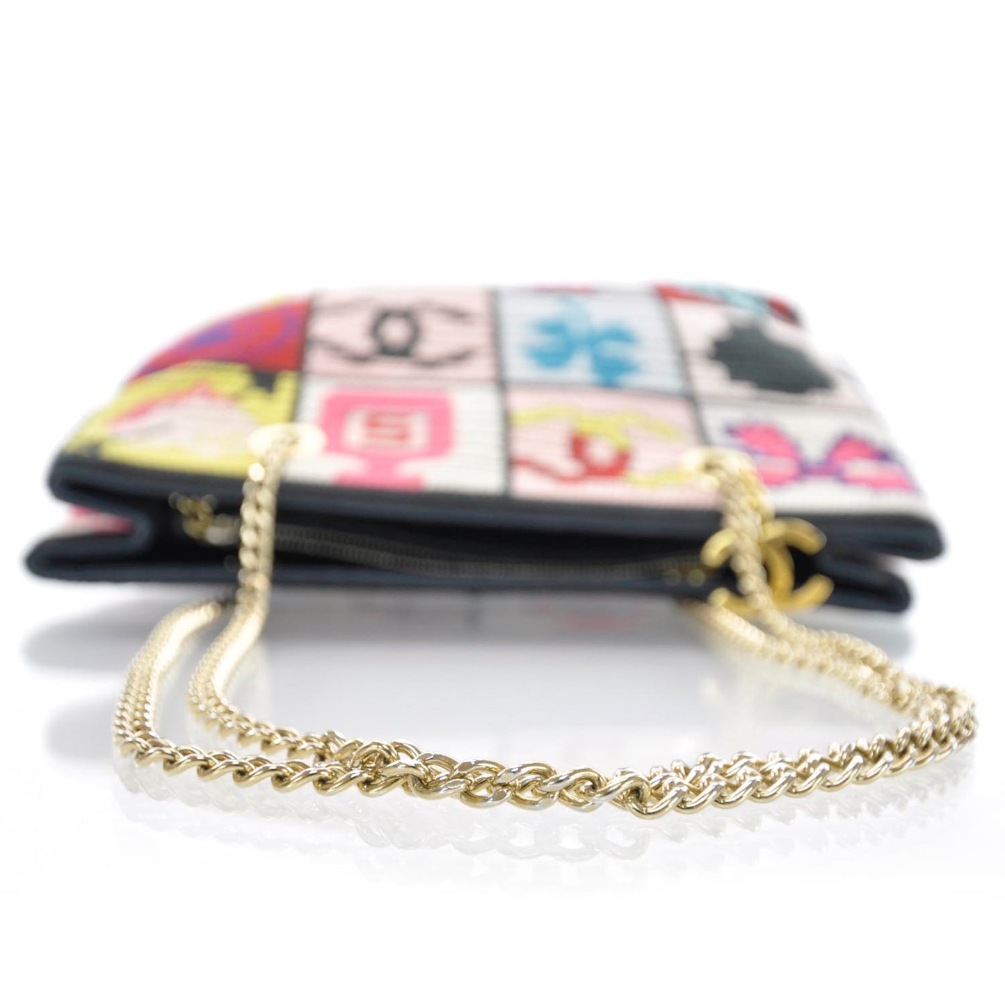 Needlepoint Precious Symbols Shoulder Bag Black