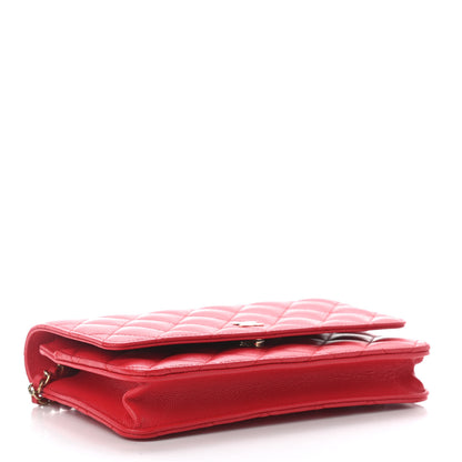Chanel Caviar Quilted Wallet On Chain WOC Red 4 of 9