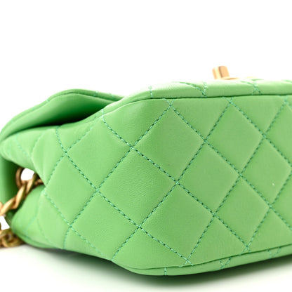 Chanel Lambskin Resin Quilted Mini Pearl Samba Square Flap Green 9 of 10