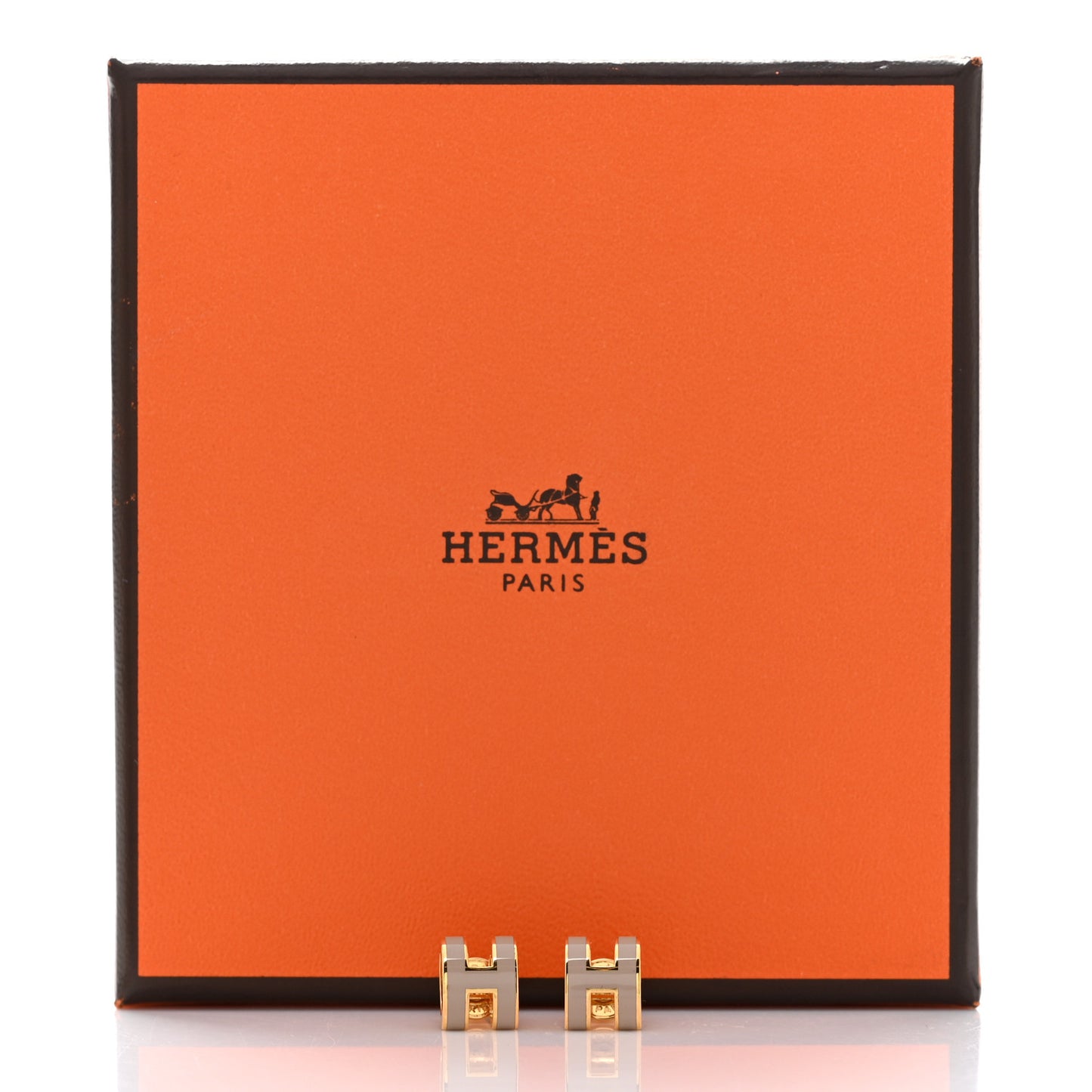 Gold Lacquered Mini Pop H Earrings Marron Glace