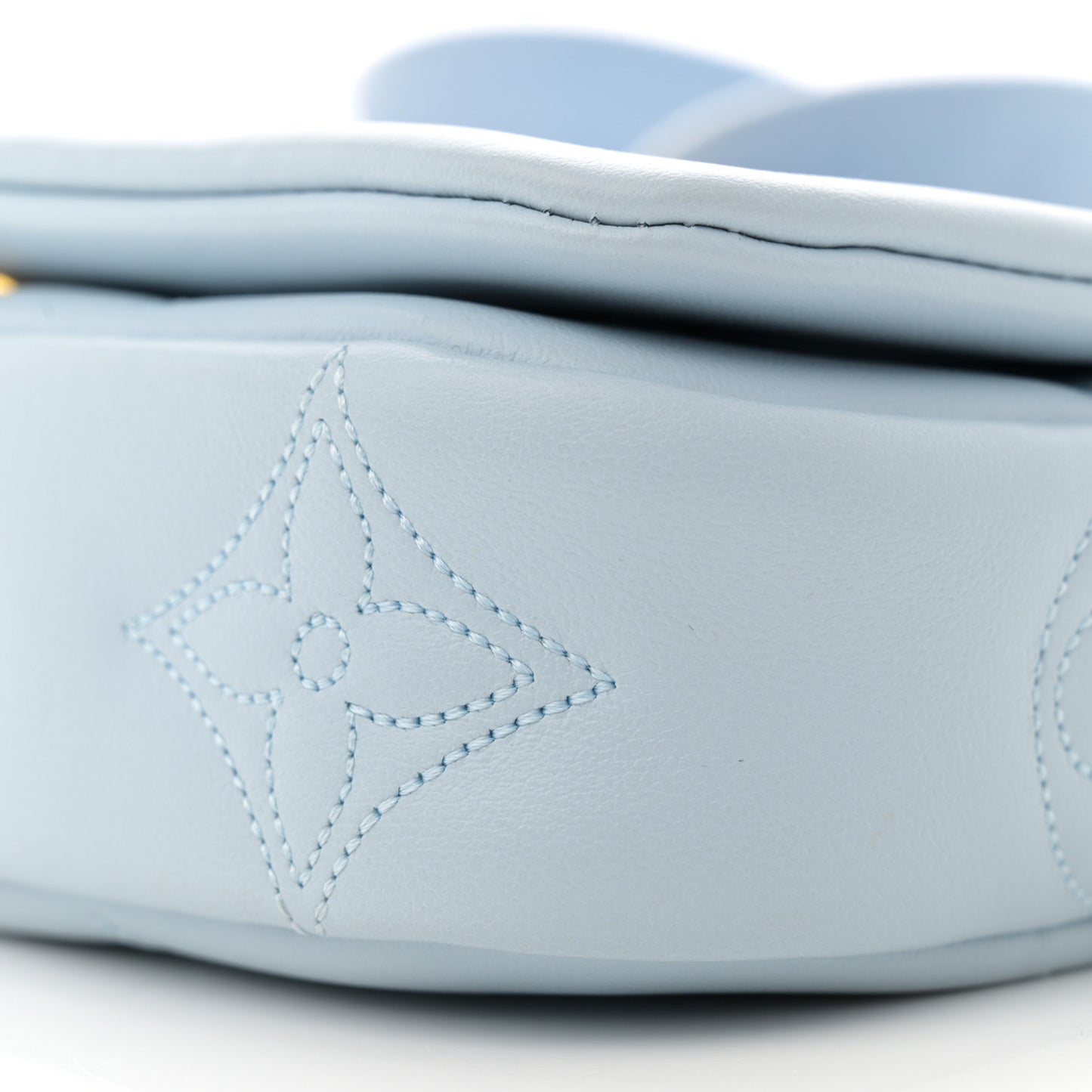 Calfskin Bubblegram Wallet On Strap Ice Blue