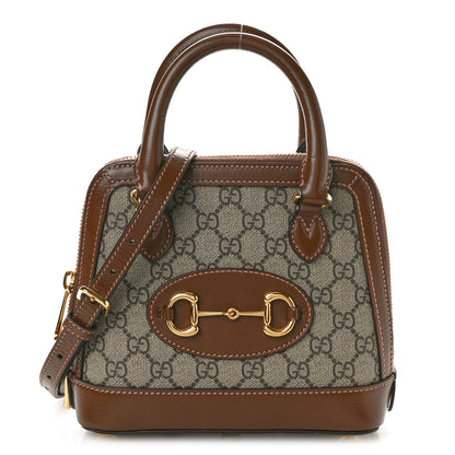 Gucci GG Supreme Monogram Azalea Calfskin Mini Horsebit 1955 Top Handle Bag Beige Ebony Brown Sugar 1 of 11