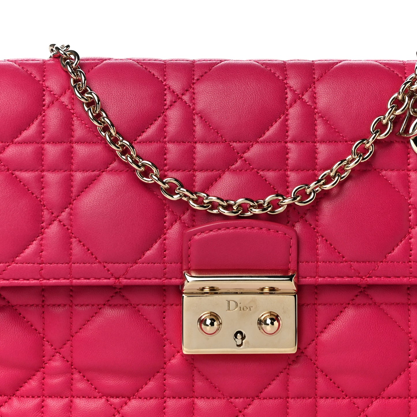 Lambskin Cannage Miss Dior Promenade Pouch Fuchsia