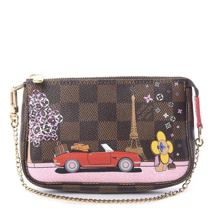Louis Vuitton Damier Ebene 2019 Christmas Animation Mini Pochette Accessories Red 1 of 7