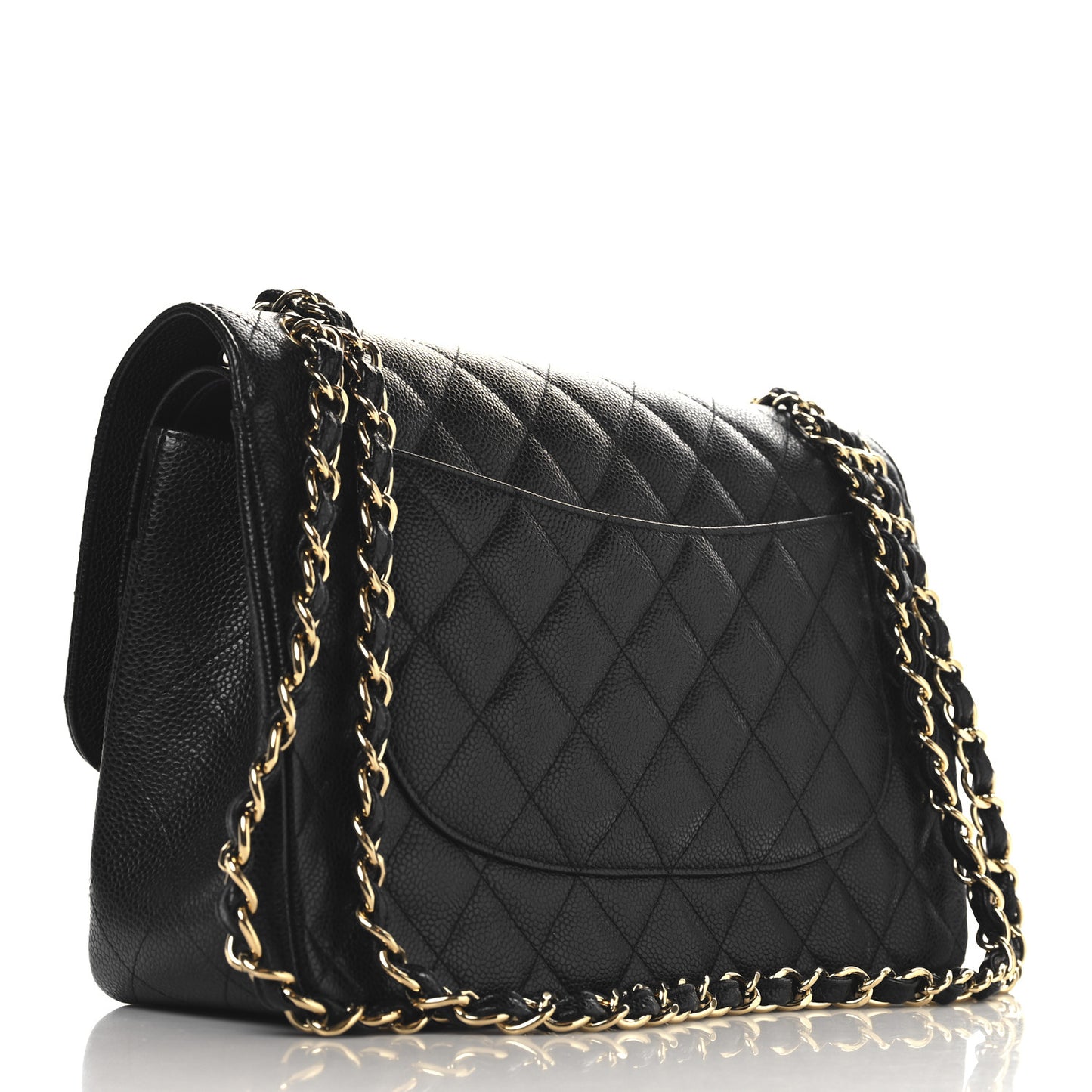Caviar Quilted Jumbo Double Flap Black