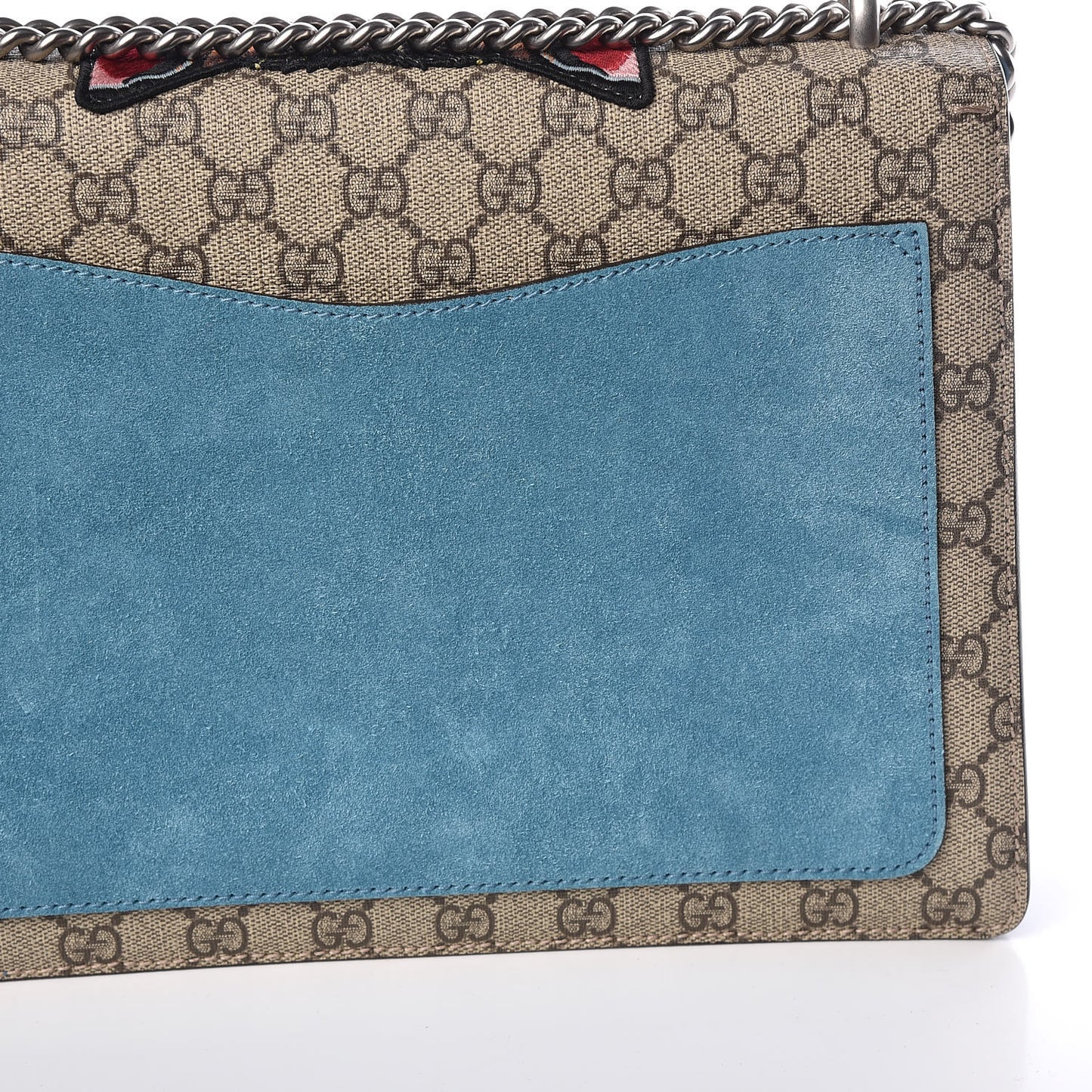GG Supreme Monogram Angry Cat Embroidered Medium Dionysus Shoulder Bag Beige Ultramarine