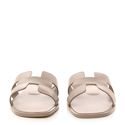 Hermes Box Calfskin Oran Sandals 37 Bois De Santal 2 of 9