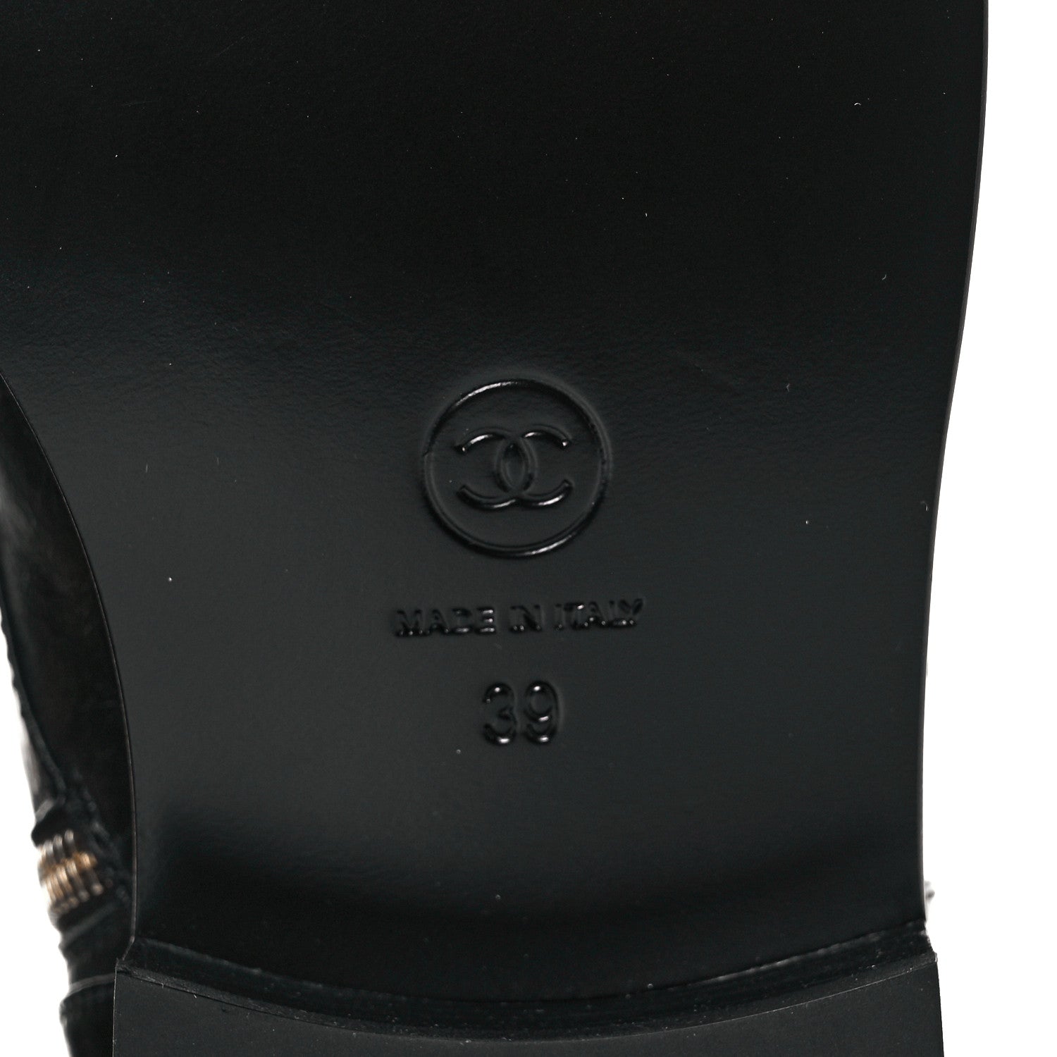 Chanel Crumpled Lambskin Shiny Calfskin Lace Up Combat Boots 39 Black 6 of 7