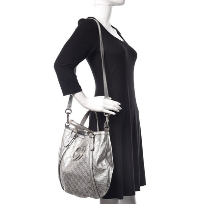 Gucci Metallic Guccissima Medium Britt Tote Silver 2 of 11