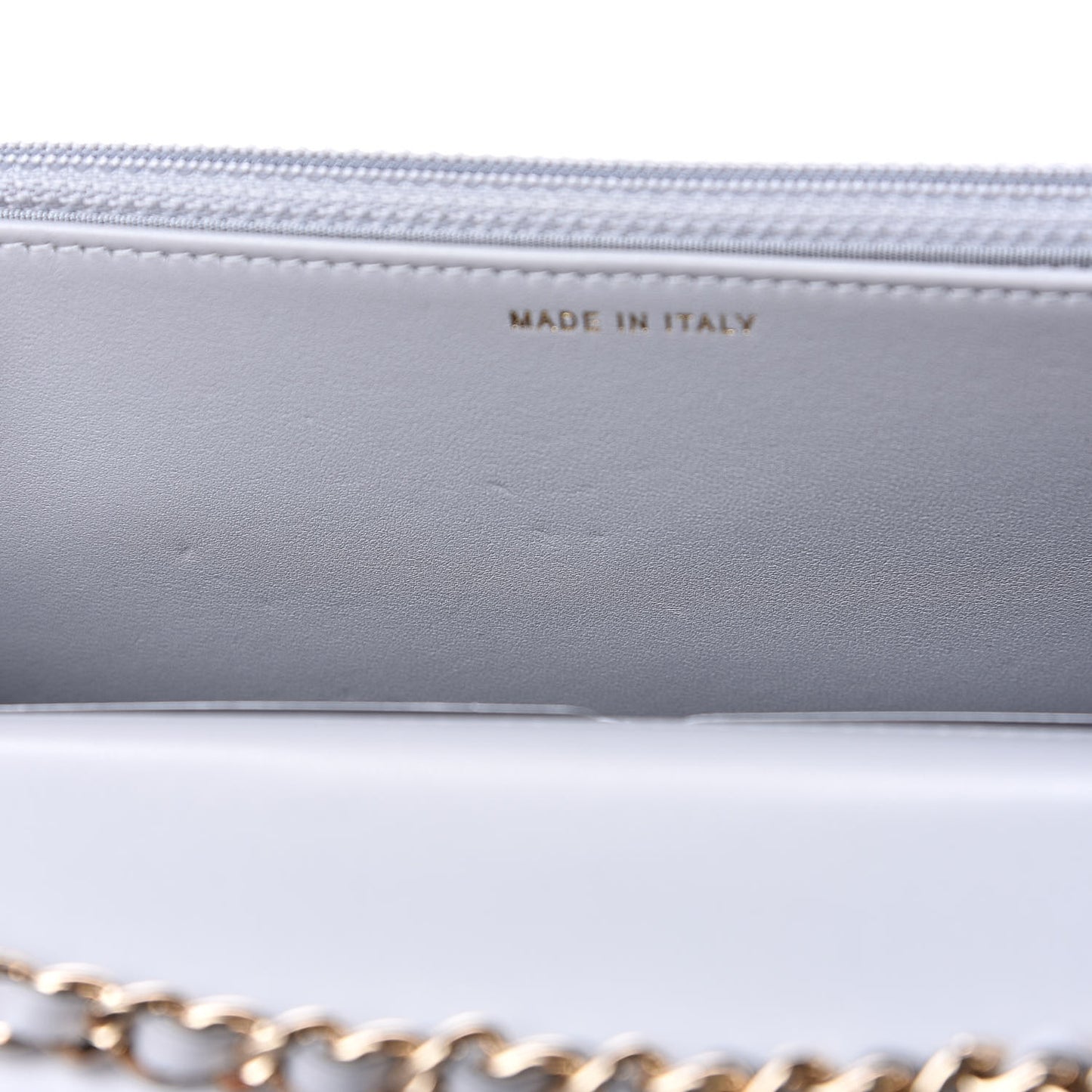 Lambskin Chevron Quilted Trendy CC Wallet On Chain WOC Grey