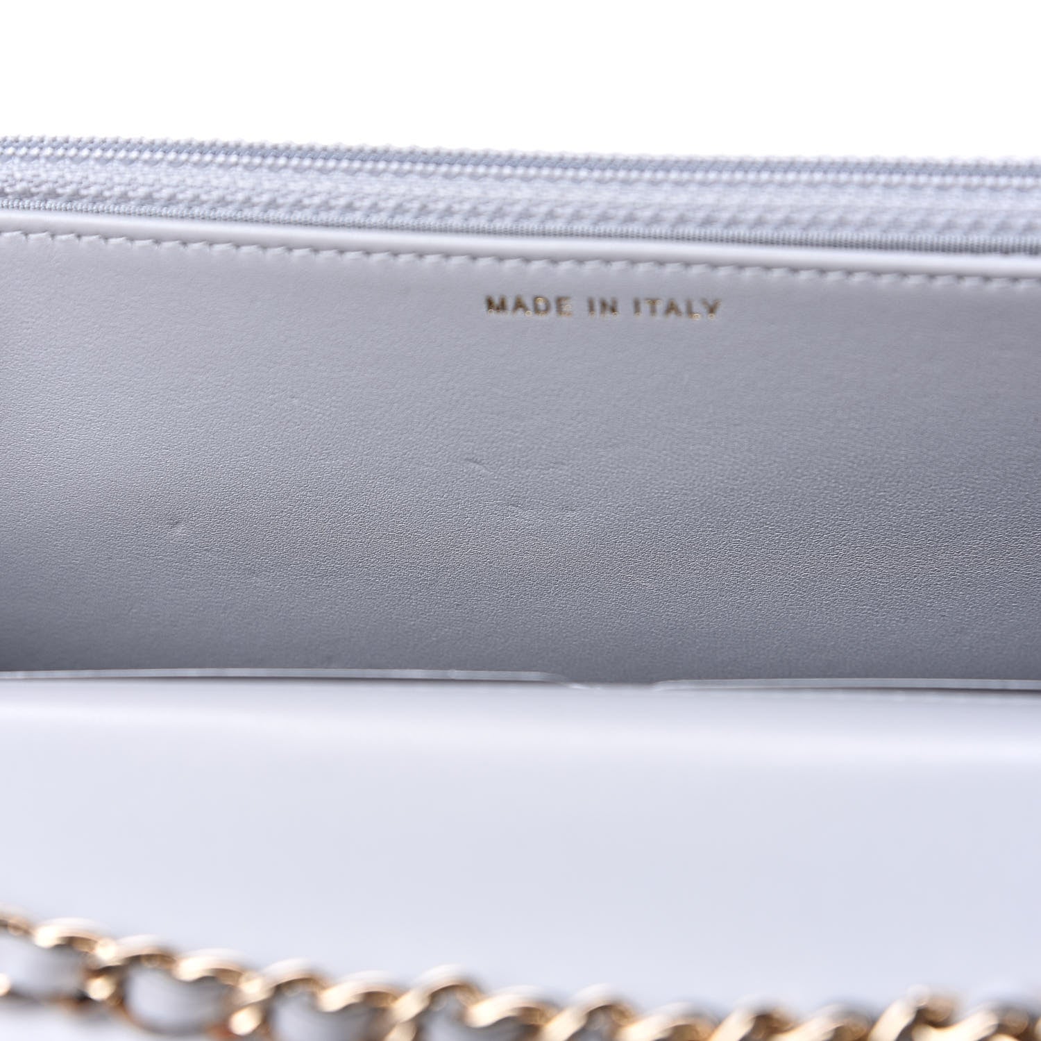 Chanel Lambskin Chevron Quilted Trendy CC Wallet On Chain WOC Grey 14 of 14