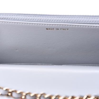 Chanel Lambskin Chevron Quilted Trendy CC Wallet On Chain WOC Grey 14 of 14