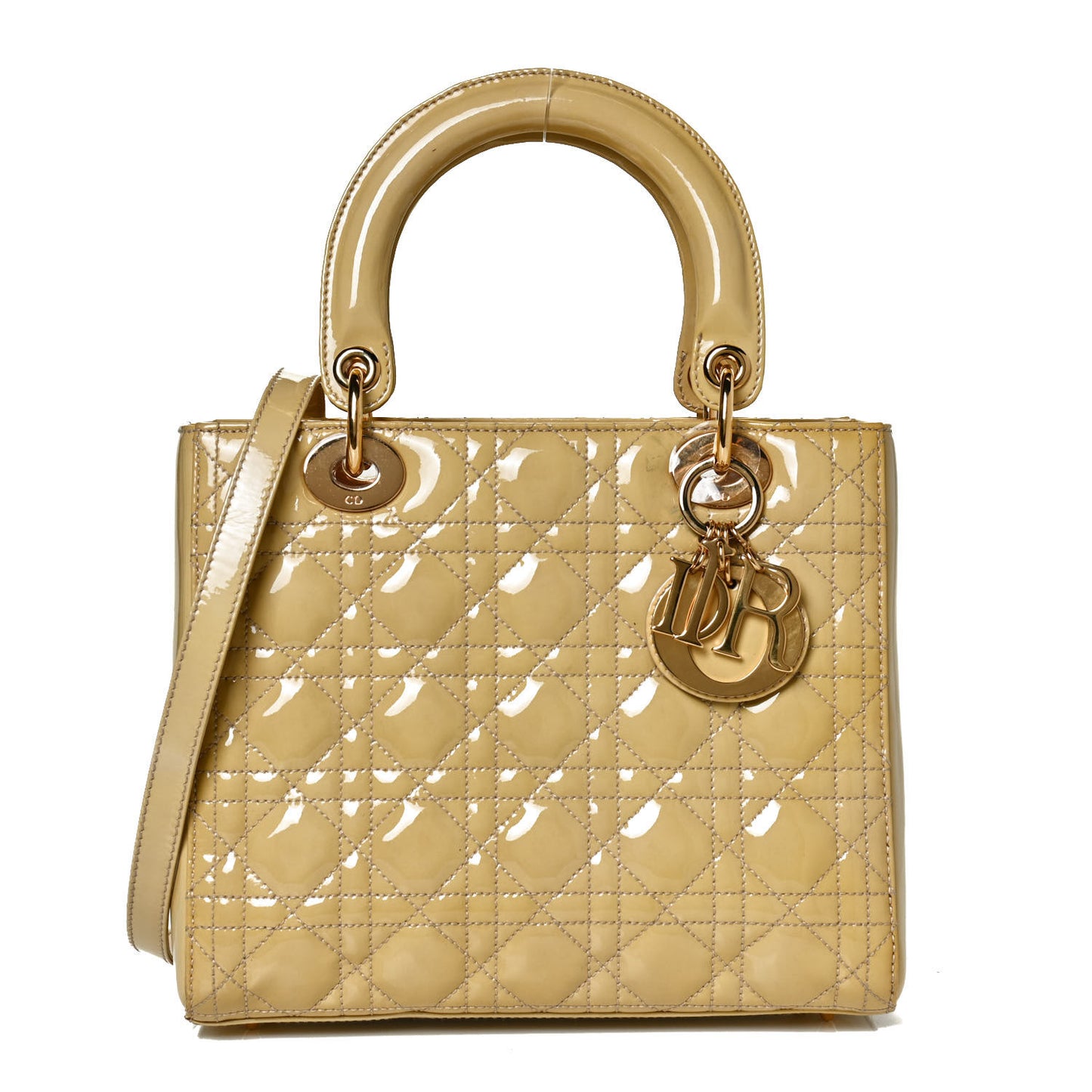 Patent Cannage Stitched Medium Lady Dior White