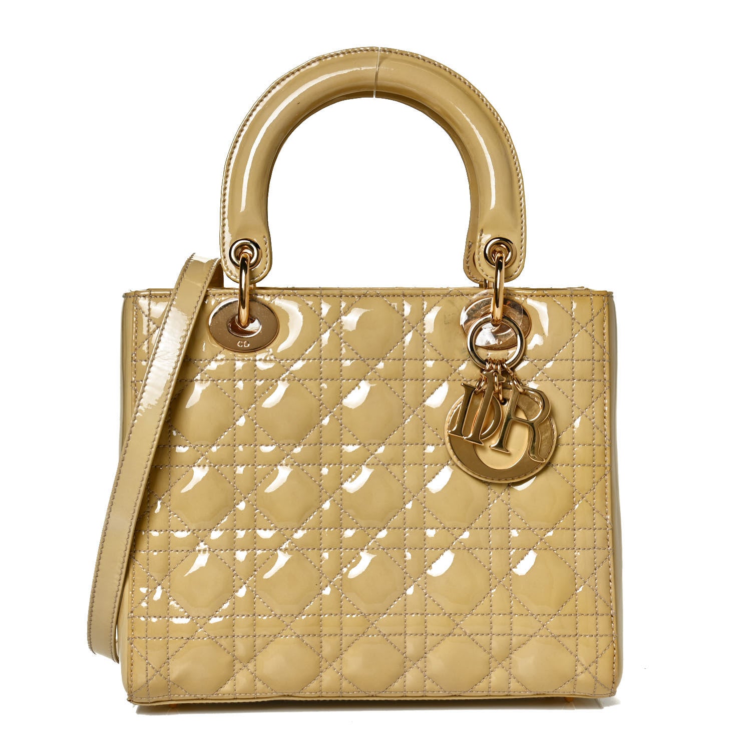Christian Dior Patent Cannage Stitched Medium Lady Dior White 1 of 11