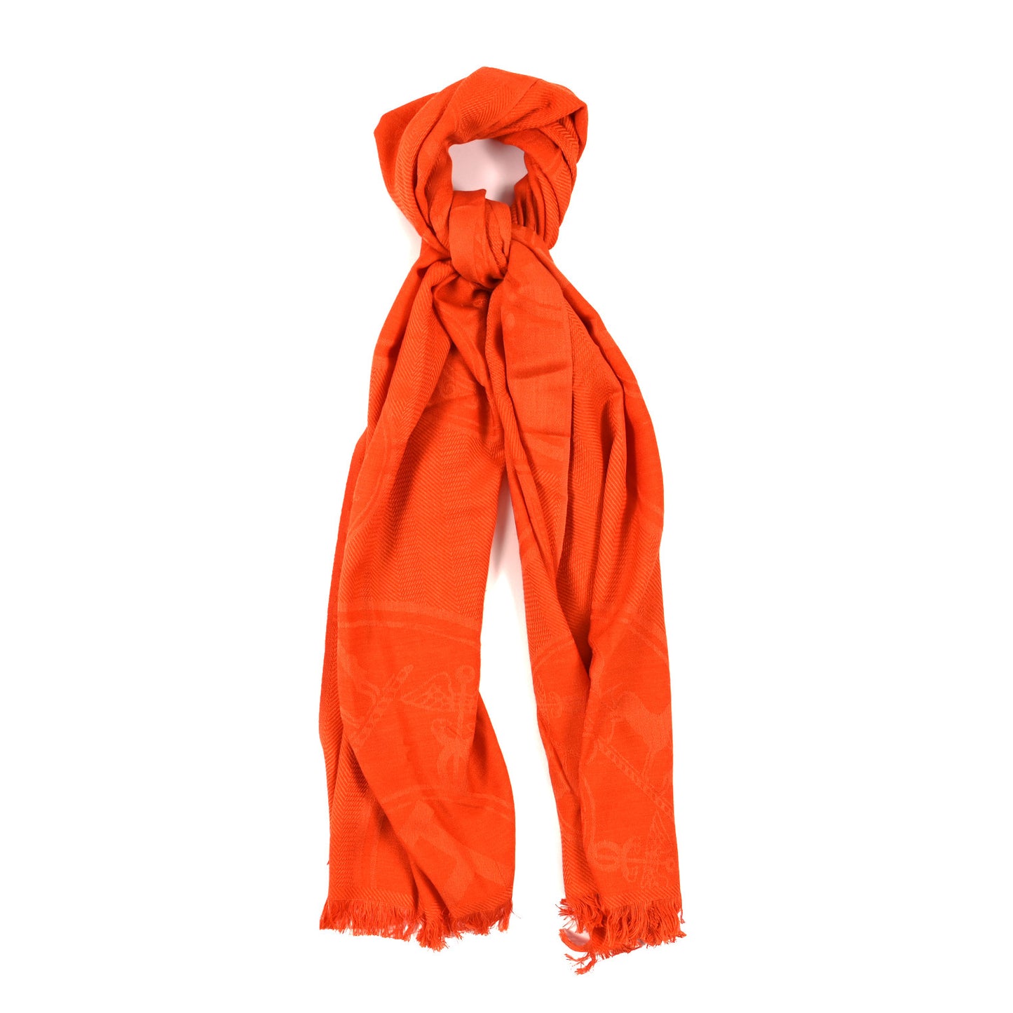 Cashmere Silk Jacquard New Libris Scarf Orange Vif