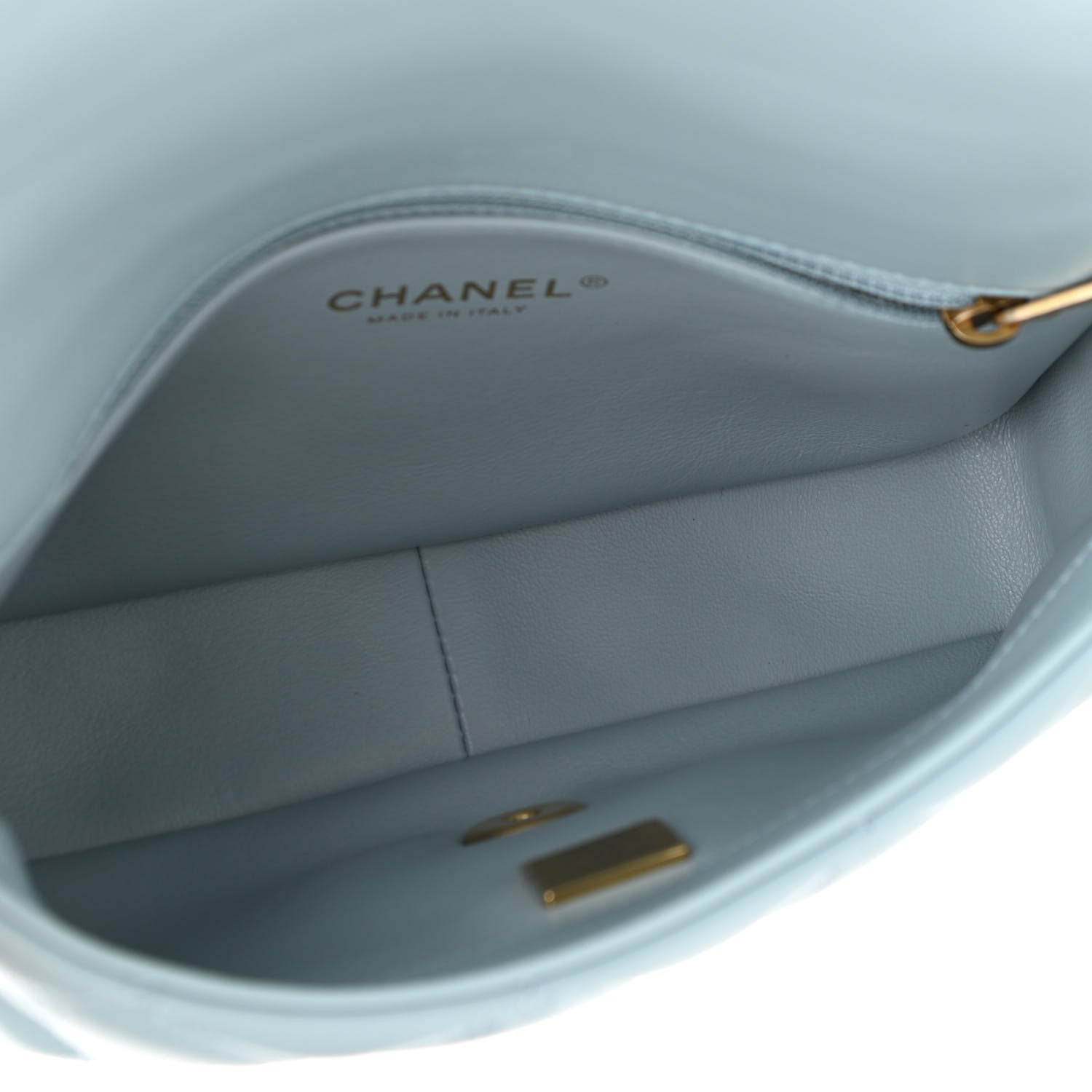 Chanel Lambskin Enamel Quilted Pending CC Small Flap Light Blue 5 of 11