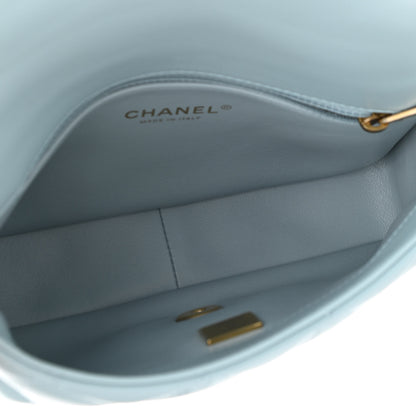 Chanel Lambskin Enamel Quilted Pending CC Small Flap Light Blue 5 of 11
